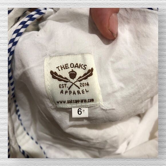 The Oaks Apparel Girls Dress 6 White Linen Blend Tie Back Sailboat Applique - Picture 5 of 5